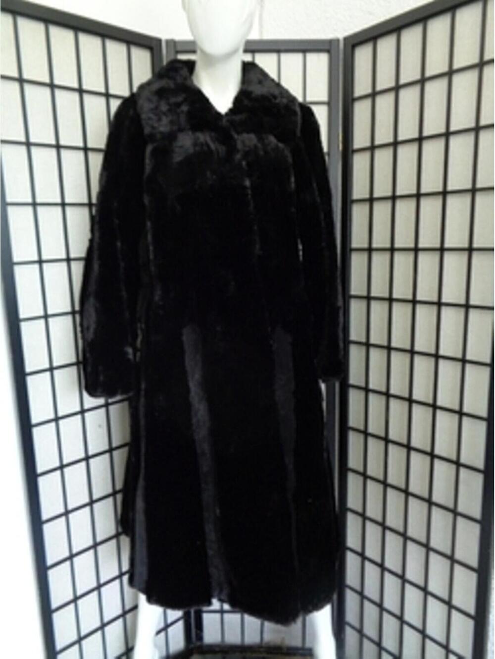 MINT BLACK RABBIT FUR & SUEDE COAT JACKET WOMEN WOMAN SIZE 6-8 SMALL-MEDIUM